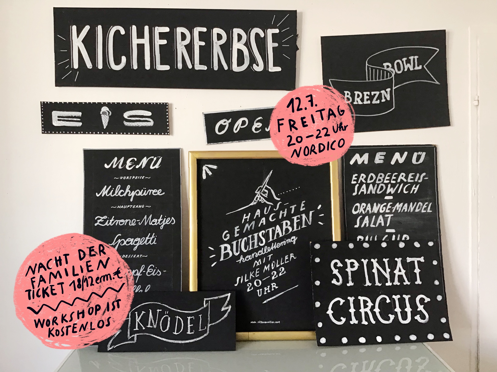 Ich mache einen Workshop für Hausgemachte Schrift innerhalb der „Prost, Mahlzeit!“ Wirtshausausstellung im NORDICO Stadtmuseum Linz