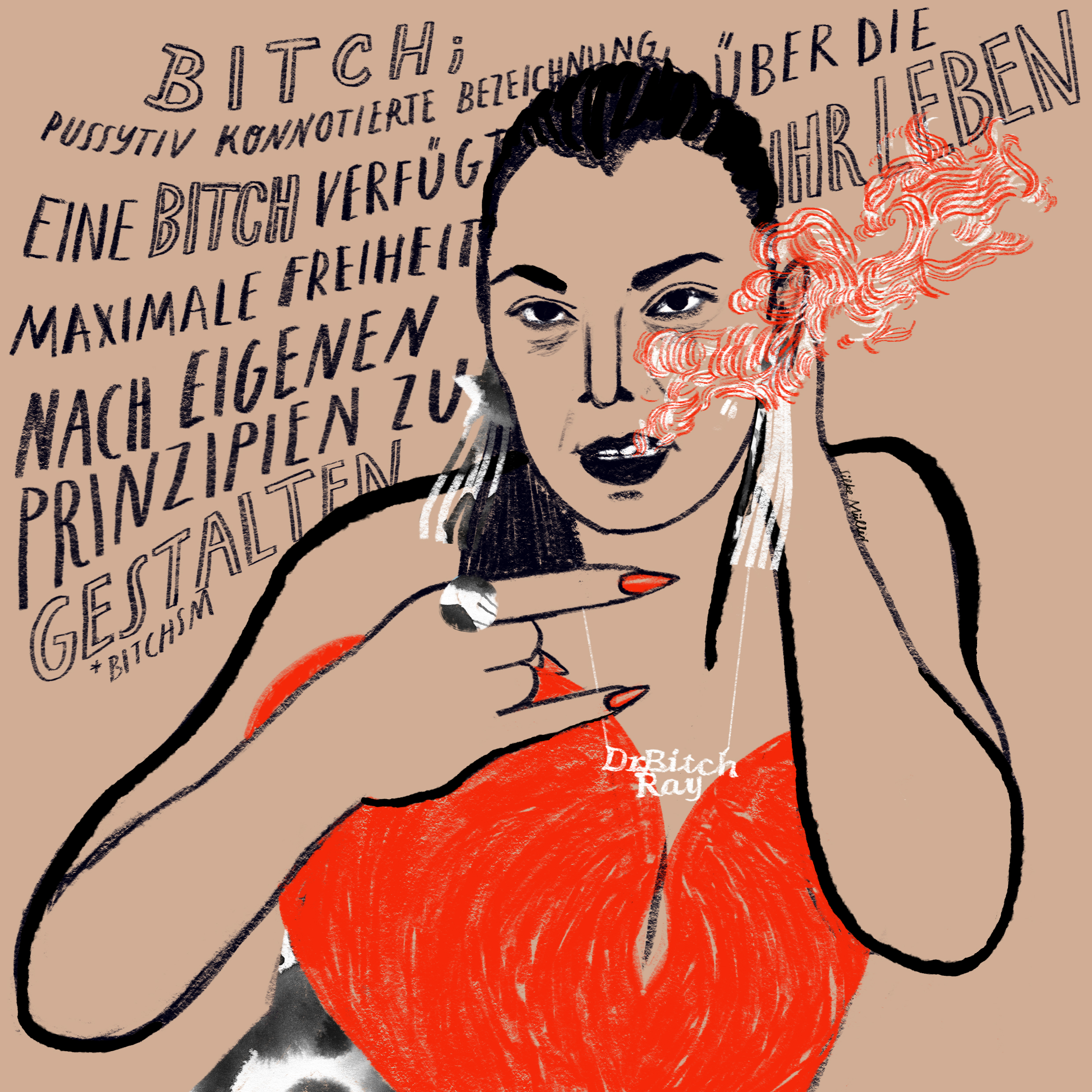 Lady Bitch Ray aka Rayhan Sahin, Illustration: Silke Müller | Fotzengalerie