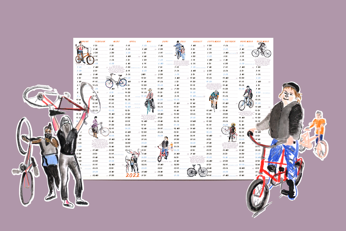 Wandkalender mit Fahrrädern | Feminist machines | Illustration Silke Müller
